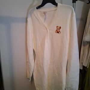 Women's Long Sleeve Teddy Bear Embroidered Sweatwr Dress